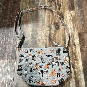 Retired Vera Bradley Gray Quilted Best In Show Dog Print Crossbody Bucket Bag